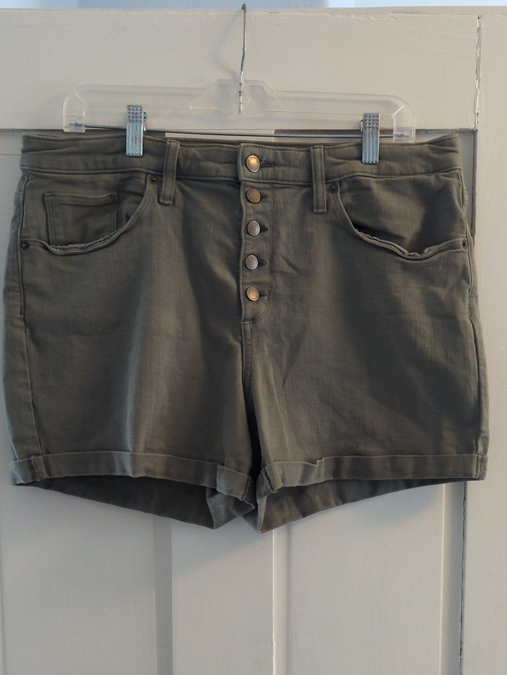 Universal Thread Olive-Style Button-Fly Cuffed Jean Shorts